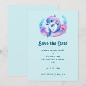 Schattigee Dolfijn Zee Creature Wedding Save The Date (Voorkant / Achterkant)