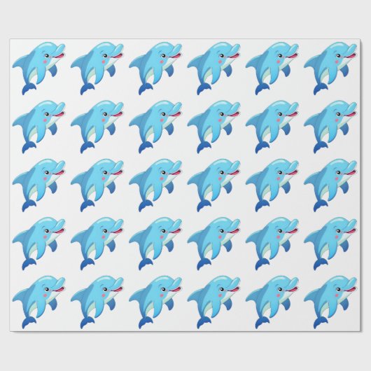 Schattigee Dolfijn Zee Dieren Kinderen Verjaardags Cadeaupapier (Vlak)