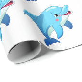 Schattigee Dolfijn Zee Dieren Kinderen Verjaardags Cadeaupapier (Rol Hoek)