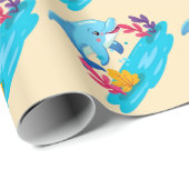 Schattigee Dolfijn Zee Dieren Kinderen Verjaardags Cadeaupapier (Rol Hoek)