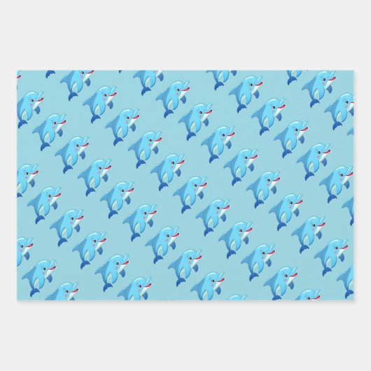 Schattigee Dolfijn Zee Dieren Kinderen Verjaardags Inpakpapier Vel (Voorkant 3)