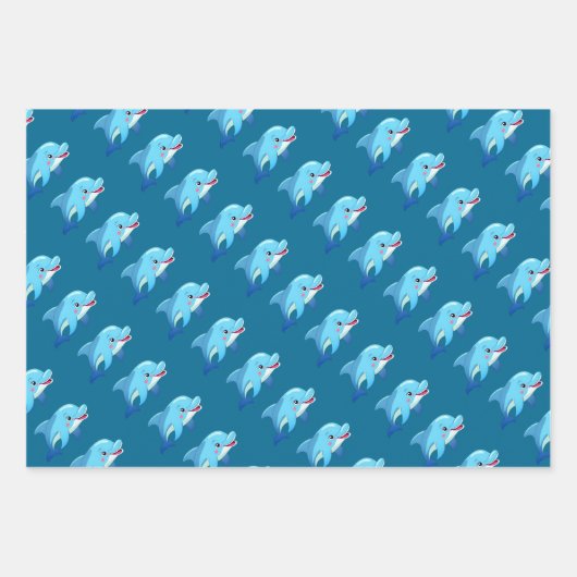 Schattigee Dolfijn Zee Dieren Kinderen Verjaardags Inpakpapier Vel (Voorkant 2)