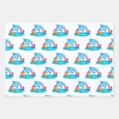 Schattigee Dolfijn Zee Dieren Kinderen Verjaardags Inpakpapier Vel (Voorkant 2)