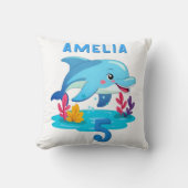 Schattigee Dolfijn Zee Dieren Naam Verjaardag Kussen (Voorkant)