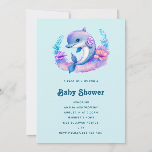 Schattigee dolfijn Zee schepsel Baby shower Kaart (Voorkant)