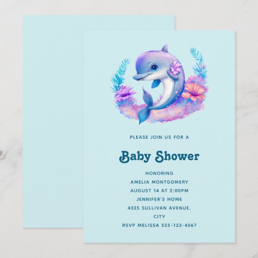 Schattigee dolfijn Zee schepsel Baby shower Kaart (Voorkant / Achterkant)