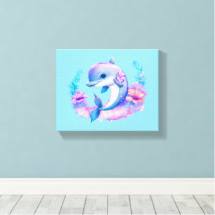 Schattigee dolfijn Zee schepsel Canvas Afdruk