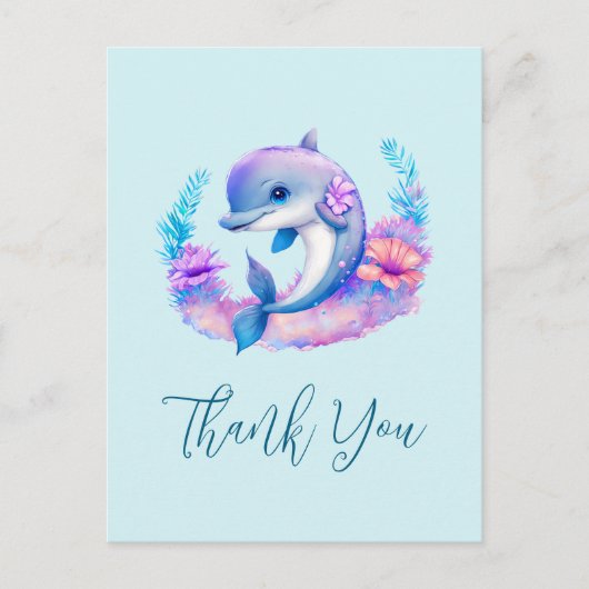 Schattigee dolfijn Zee schepsel Dank u Briefkaart (Voorkant)