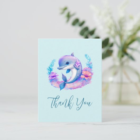 Schattigee dolfijn Zee schepsel Dank u Briefkaart (Staand voorkant)