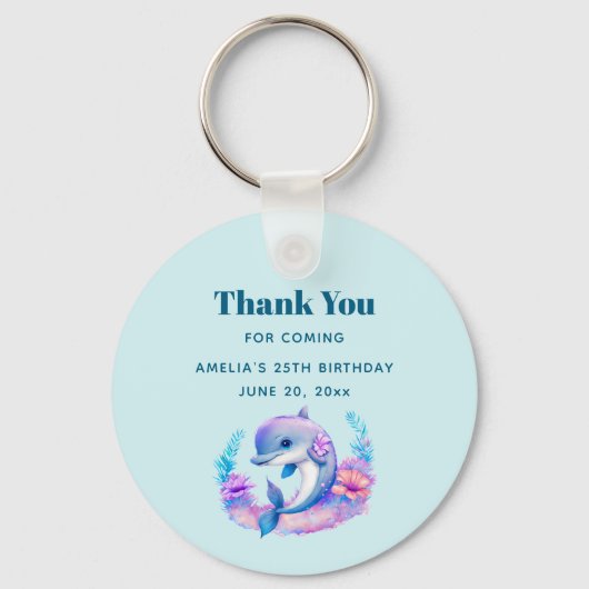 Schattigee dolfijn Zee schepsel evenement dank u Sleutelhanger (Achterkant)