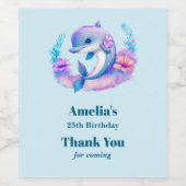 Schattigee dolfijn Zee schepsel evenement dank u Wijn Etiket (Enkel label)