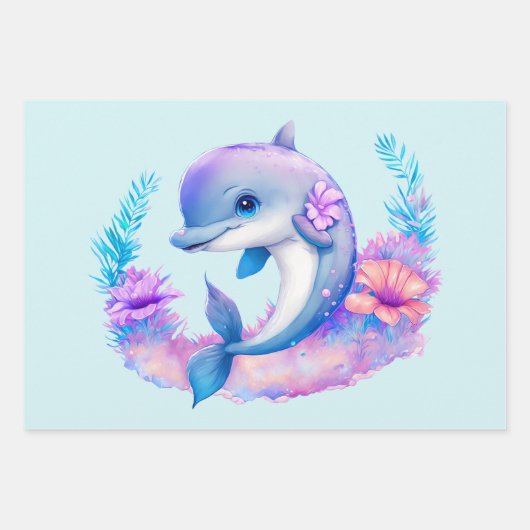 Schattigee dolfijn Zee schepsel Inpakpapier Vel (Voorkant 2)