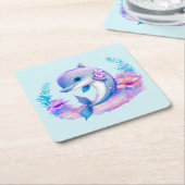 Schattigee dolfijn Zee schepsel Kartonnen Onderzetters (Schuin)