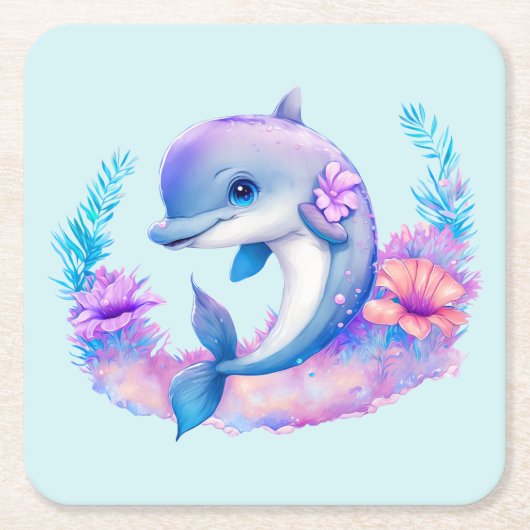 Schattigee dolfijn Zee schepsel Kartonnen Onderzetters (Voorkant)