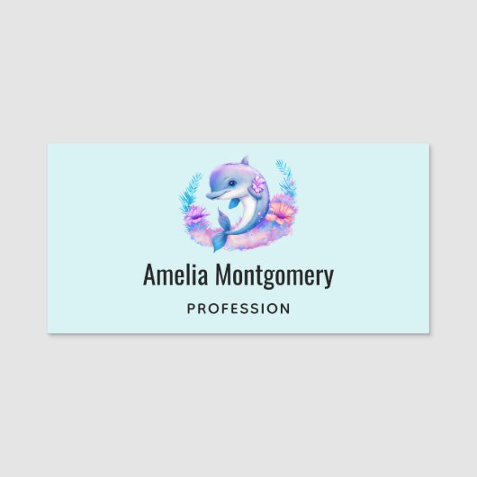 Schattigee dolfijn Zee schepsel Naamplaatje (Voorkant)