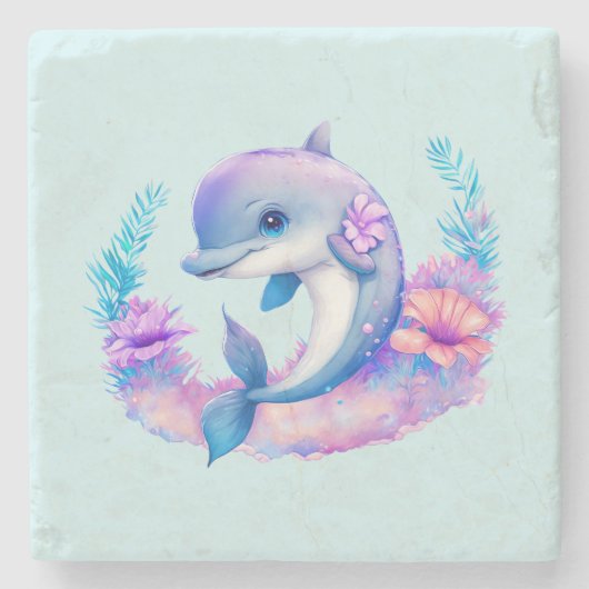 Schattigee dolfijn Zee schepsel Stenen Onderzetter (Voorkant)
