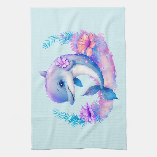 Schattigee dolfijn Zee schepsel Theedoek (Verticaal)