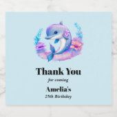 Schattigee dolfijn Zee schepsel verjaardag dank u Bier Etiket (Enkel label)