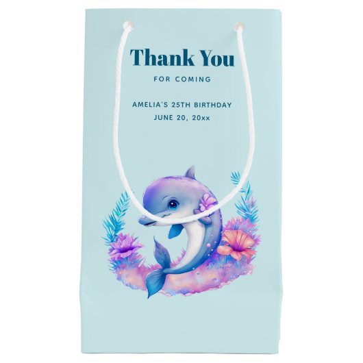 Schattigee dolfijn Zee schepsel verjaardag dank u Klein Cadeauzakje (Voorkant)