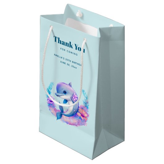 Schattigee dolfijn Zee schepsel verjaardag dank u Klein Cadeauzakje (Voorkant Gekanteld)