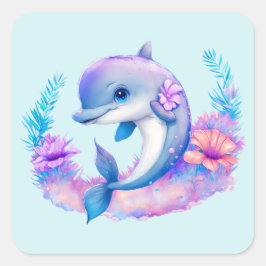Schattigee dolfijn Zee schepsel Vierkante Sticker