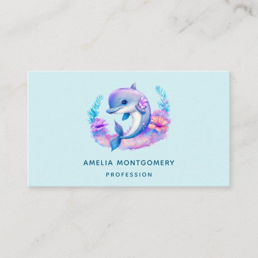 Schattigee dolfijn Zee schepsel Visitekaartje (Voorkant)