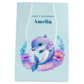 Schattigee Dolfijn Zee Verjaardag Medium Cadeauzakje (Achterkant)
