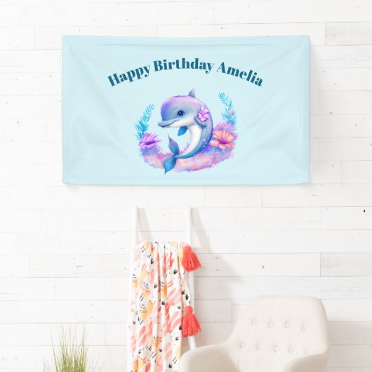 Schattigee Dolfijn Zee Verjaardag Spandoek (Insitu)
