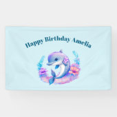 Schattigee Dolfijn Zee Verjaardag Spandoek (Horizontaal)