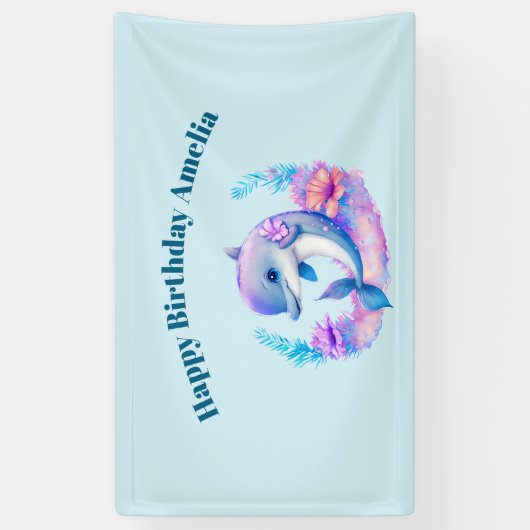 Schattigee Dolfijn Zee Verjaardag Spandoek (Verticaal)