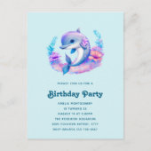Schattigee Dolfijn Zee Verjaardag Uitnodiging Briefkaart (Voorkant)