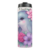 Schattigee Dolfijnbloemen Harten Sparkles Thermosbeker (Voorkant)