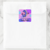 Schattigee Dolfijndonut in Pastel Kleuren Bookplat Vierkante Sticker (Tas)