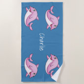 Schattigee Dolfijnen aangepaste naam strandlaken (Voorkant)