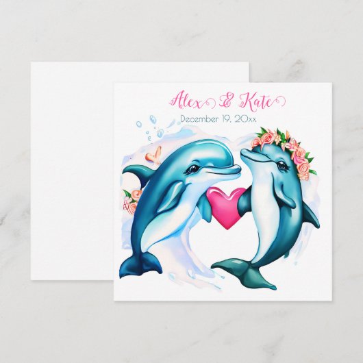 Schattigee dolfijnen bedankkaart (Voorkant / Achterkant)