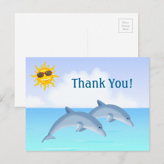 Schattigee Dolfijnen Ocean Beach Dank u Briefkaart (Voorkant / Achterkant)