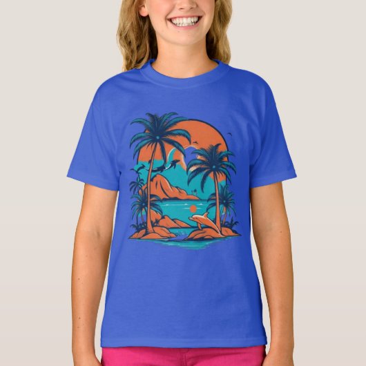 Schattigee dolfijnen springen in de oceaan T-Shirt (Voorkant)
