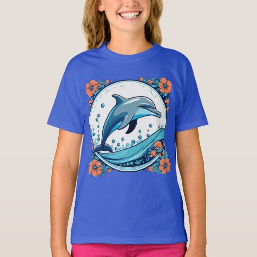 Schattigee dolfijnen springen in de oceaan T-Shirt (Voorkant)