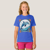 Schattigee dolfijnen springen in de oceaan T-Shirt (Voorkant volledig)