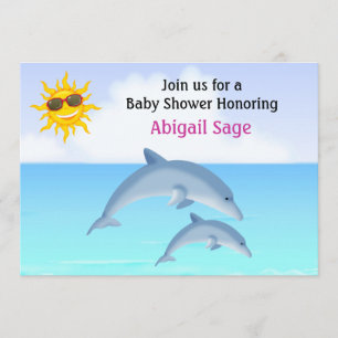 Schattigee Dolphin Ocean Baby shower Uitnodigen vo Kaart