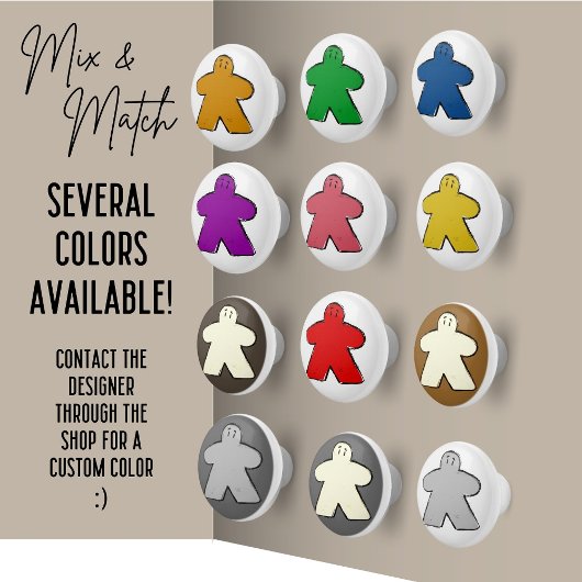 Schattigee donkerbruine witte meeple bord spel kam keramische knop