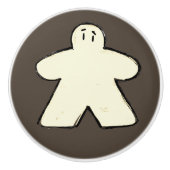 Schattigee donkerbruine witte meeple bord spel kam keramische knop (Voorkant)