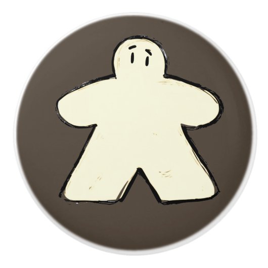 Schattigee donkerbruine witte meeple bord spel kam keramische knop (Voorkant)