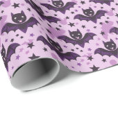 Schattigee donkere Paarse halloween vleermuizen Cadeaupapier (Rol Hoek)