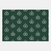 Schattigee donkergroene geassorteerde kerstpatrone inpakpapier vel (Voorkant 2)