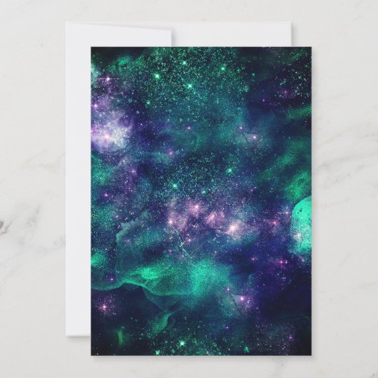 Schattigee donkergroene paarse faux glitter kerst kaart (Achterkant)