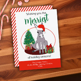 Schattigee Donkey Santa Hat Kerstmis Gepersonalise Feestdagenkaart