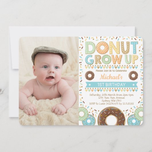 Schattigee Donut 1e Verjaardag Doughnut Sprinkles  Kaart (Voorkant)