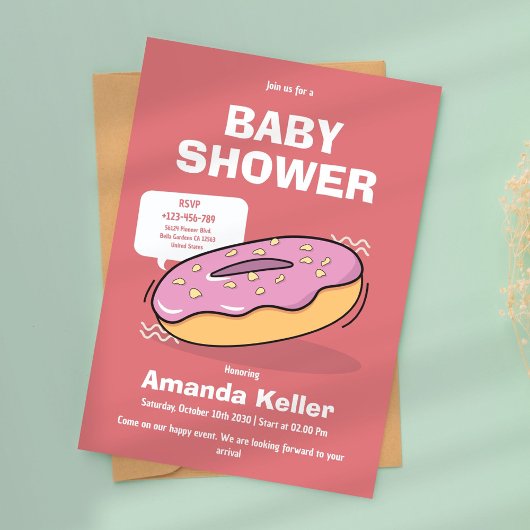Schattigee donut Baby shower uitnodiging