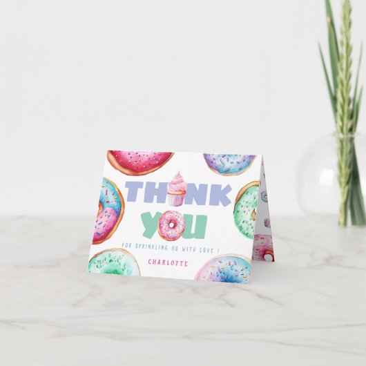 Schattigee Donut Custom Bericht Kinderen Verjaarda Bedankkaart (Voorkant)